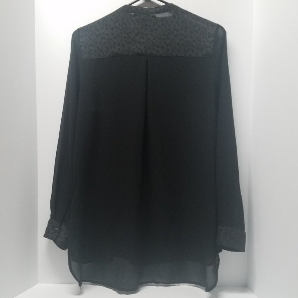 Sanctuary Sheer Black Button Down Blouse With Che… - image 3